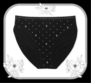 XXL Black White Dot VS LOGO Cotton Victorias Secret High Leg Waist Brief Pantie - Picture 1 of 13