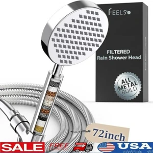 Filtered Shower Head W/ Handheld ALL METAL Rain Showerhead W/ Filters 72" Hose - Picture 1 of 9