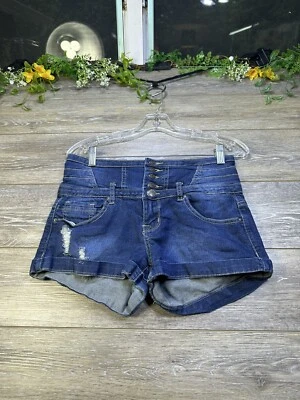 Hot Kiss Pantalones Cortos Talla 9 Azul Denim Mujer Corsé CiCi Pantalones Cortos Bolsillos Jean Elástico Foto 1 de 4
