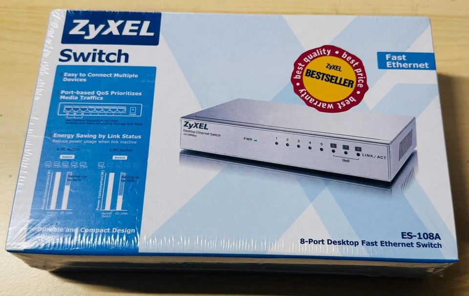 Zyxel ES-108A 8-Port Fast Ethernet Switch – Reliable Network Connectivity! - Image 1 of 3