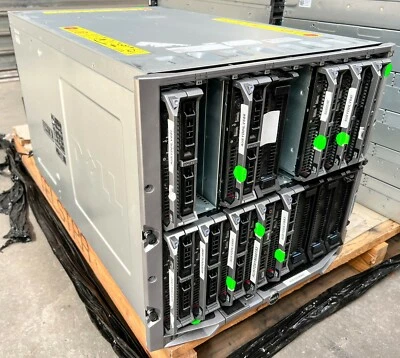 DELL PowerEdge M1000e Chassis + 9x M620 2x Xeon E5-2690 v2 256GB BROCADE M6505 - Image 1 of 4