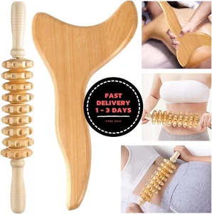 2 herramientas de madera Gua Sha para drenaje linfático, herramientas de masaje - Picture 1 of 7