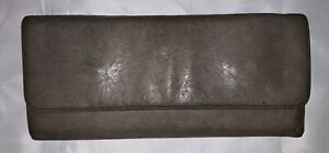 HOBO International Soft Grey Leather Clutch Wallet Trifold
