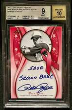 Pete Rose SAVE 2ND BASE Autograph Leaf PINK RIBBON #PR1 ** BGS 9.0 / Auto 10 **