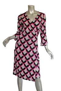 Womans Diane Von Furstenberg New Julian Two 3/4 Sleeve Silk Wrap Dress Size 12 - Picture 1 of 5