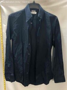 Versace Mens Blue Business Fit Long Sleeve Collared Dress Shirt Size 15 COA