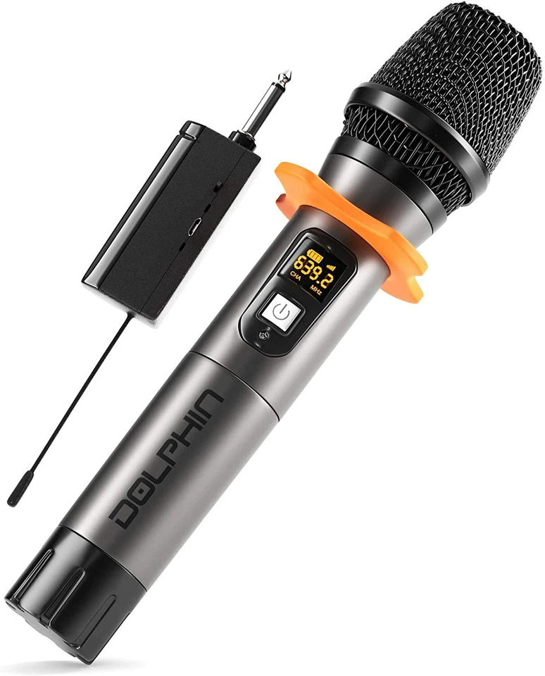 Dolphin MCX10 Wireless Rechargeable Microphone for Speakers with Transmitter