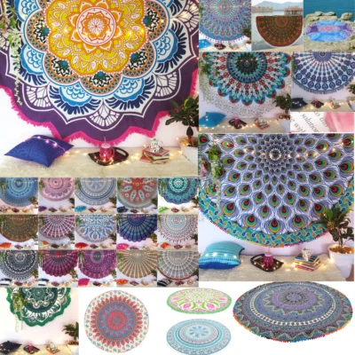 Tapiz Redondo Mandala Playa Alfombra Toalla Tiro Hippie Manta India Picnic Boho Foto 1 de 4