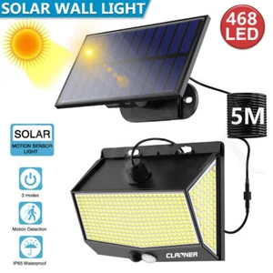468 LED Solar Power PIR Motion Sensor Wall Light Garden Security Lamp Outdoor - Picture 1 of 8