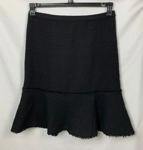 J. Crew Black Tweed Flounce Skirt Wool Blend Back Zip Hook Close Lined Size 10 - Picture 1 of 5