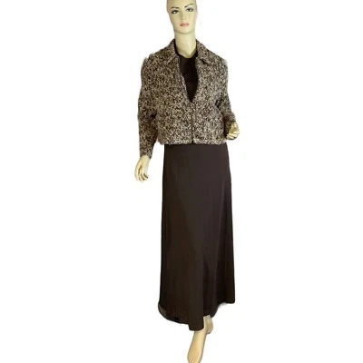WOMEN'S VINTAGE CIRCA 1990'S POSITIVE ATTITUDE BROWN KNIT DRESS SET SZ MED - Image 1 of 4