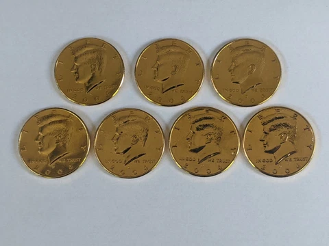 2004 P &D Kennedy Half Dollar Gold Plated Lot of 7 *MINT CONDITION* Cover