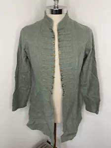 Soft Surroundings Womens Shirt Tunic Green Jacket Linen Size S Military Moto - Picture 1 of 6