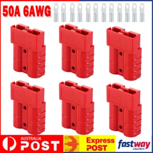 6X Anderson Style Connector SB50 Power Plug Cable Connector 6AWG 50AMP IP64 Red - Picture 1 of 14