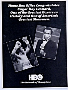 Sugar Ray Leonard Vintage 1987 HBO felicita anuncio impreso original 8,5 x 11" - Imagen 1 de 3