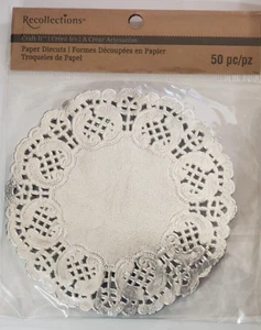 RECUERDOS Tapetes de papel de encaje redondo Craft It 4,5" - LÁMINA PLATEADA - 50 piezas - Imagen 1 de 2
