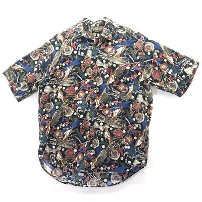 Vintage Golf Shirt Mens Large Button Up Short Sleeve Collage Print Tango MaxRaab - Image 1 of 4