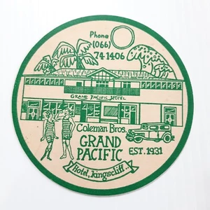 Vintage Drinks Coaster Grand Pacific Hotel Kingscliff NSW Bar Drink Mancave - Picture 1 of 3