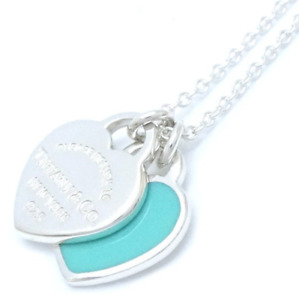 TIFFANY & Co. Return to Mini Double Heart Pendant Necklace Enamel With BOX