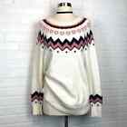 Loft Pink And Cream Fair Isle Wool Blend Crewneck Jumper Sweater M