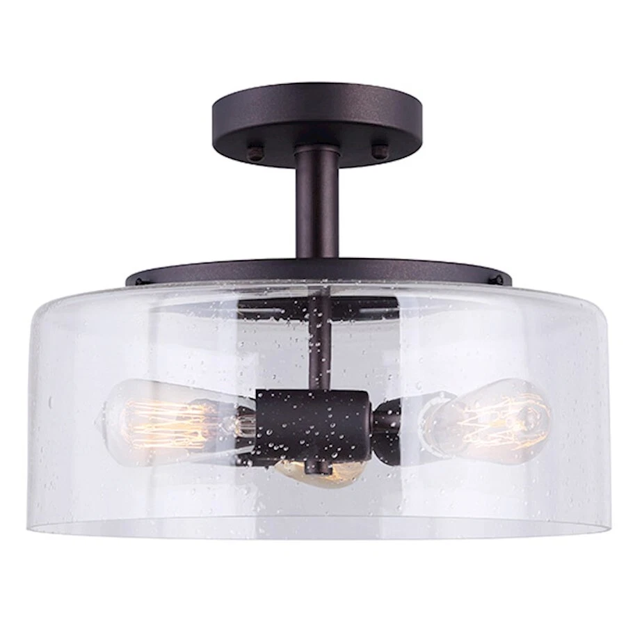 Canarm ISF633A03ORB Nash 3 Bulb Semi-flush Mount With Seeded Glass Oil Rubbed Bronze