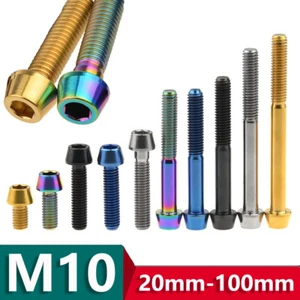 M10x1.25 Titanium Bolts Taper Allen Cap Screws Long 20mm to 100mm for Motorcycle - Picture 1 of 25