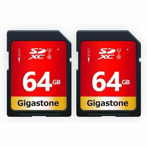 Gigastone 64GB SD Card 2-Pack, Memory Card for Cameras Full HD Video SDXC U1 C10