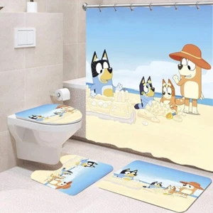 Shower Curtain or Bathroom set /Bluey-The Beach-Gift Idea - Picture 1 of 7
