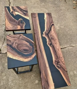 New Epoxy Resin Art Live Edge Table Top Custom For Kitchen Counter Top Slabs - Picture 1 of 5