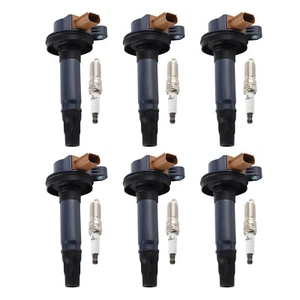 6 Ignition Coils + Spark Plugs For Ford Police Expedition Explorer UF646 94374 - Foto 1 di 12