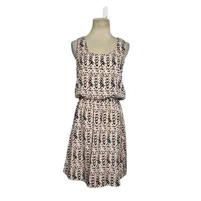 Mini Vestido Pixley Rosa Negro Estampado Chevron Sin Mangas Talla Pequeña Foto 1 de 4