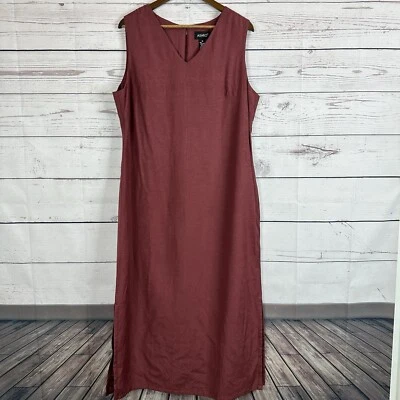 Vestido Ashro Mujer XL Rojo Mezcla Lino Forrado Midi Verano Viaje Crucero DEFECTO CREMALLERA Foto 1 de 4