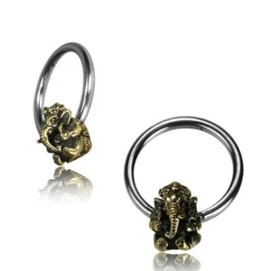 Universale Piercing Sfera a Clip Anello Argento Golden Ottone Ganesha Setto Tra - Foto 1 di 2