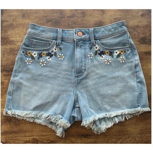 Lauren Conrad Womens 6 Light Blue High Rise Cutt-Off Embroidery Shorts - Picture 1 of 6