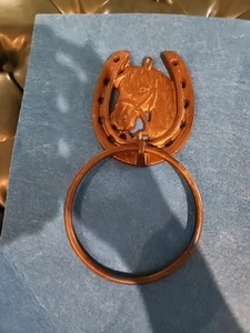 Gusseisen Antik Stil Rustikal PFERD Türklopfer WESTERN COWBOY HANDTUCH RING - Bild 1 von 3