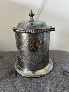 Rare Antique Reed & Barton Biscuit Barrel Jar Container Hinged Lid Pattern 801 - Picture 1 of 6