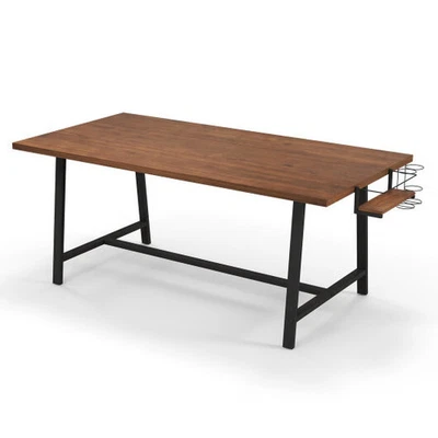 Mesa de comedor rectangular de 72 pulgadas con estante para vino de 2 botellas para 5-7 W Foto 1 de 4