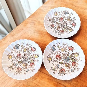 Set Of 3 Johnson Brothers Staffordshire Bouquet Brown Floral 5.5" Saucer Plates - Picture 1 of 5