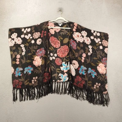 Cárdigan boho transparente para mujer talla única flores cachemira borlas fluido barro Foto 1 de 4