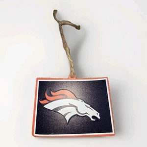 NFL Denver Broncos Christmas Tree Ornament-Colorado shaped Wood With Logo-Nwot - Picture 1 of 5