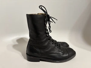 Vintage Chanel Stiefel schwarz Leder CC Logo 37 - Bild 1 von 15