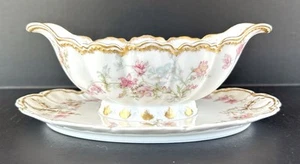 Haviland Limoges France Gravy Boat Schleiger 91A Pink Flowers - Picture 1 of 16