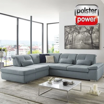 polsterpower Ecksofa - steel - Microfaser - Liegefunktion - Anstellhocker links - Bild 1 von 4