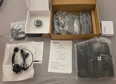 GEQUDIO IP Telefon GX5+ mit Netzteil und Headset WA9003, wie neu - Bild 1 von 4