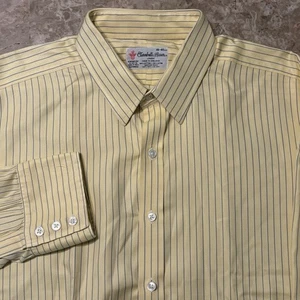 Turnbull Asser Shirt Mens 18 45 Yellow Striped Long Sleeve Button - Picture 1 of 10