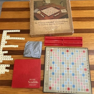 Vintage 1967 Scrabble Deluxe Edition No 71 Selchow & Righter missing 1 “O” Tile - Picture 1 of 6