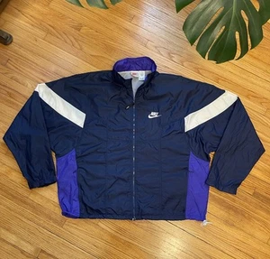 Vintage 90s Mens Large Nike Swoosh Colorblock Full Zip Windbreaker Jacket - Picture 1 of 6