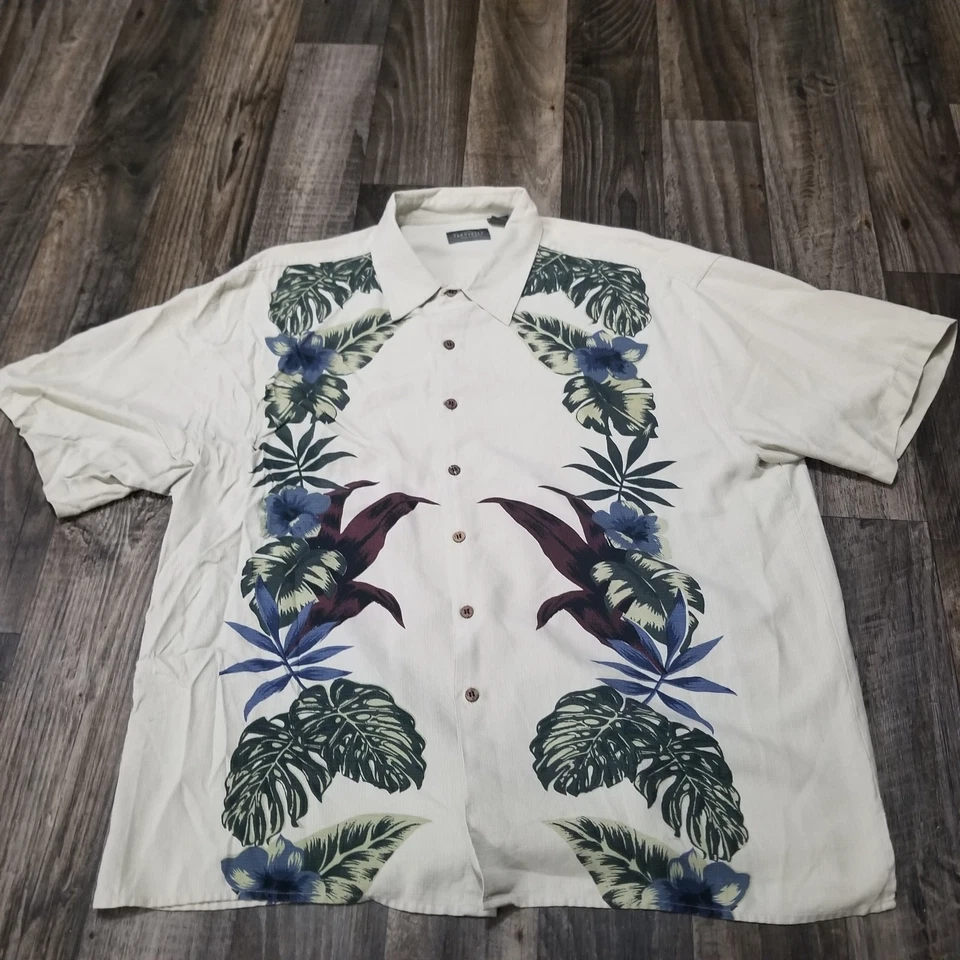 Van Heusen Mens Size XXL Floral Hawaiian Short Sleeve shirt Button Down Silk - Image 1 of 4
