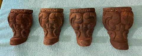 Set of 4 Vintage  Cast Iron Decorative Legs Stove Furniture Bath Tub Feet Ornate Cover