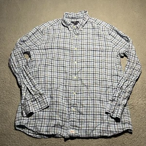 Vineyard Vines Linen Shirt Mens XL Blue Plaid Classic Fit Long Sleeve - Picture 1 of 8